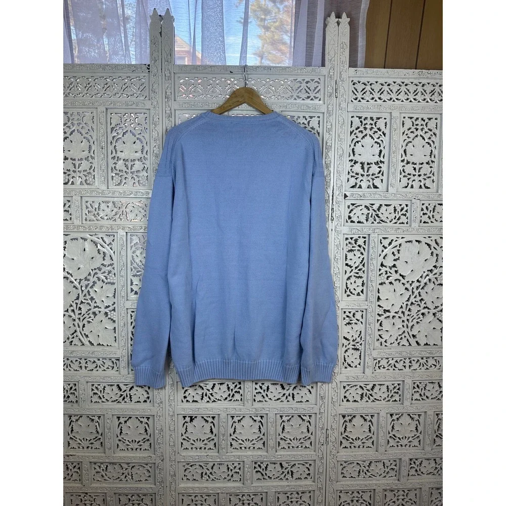 Joseph A Bank Light Blue Chunky Textured Crewneck Long Sleeve Grandpa Sweater‎